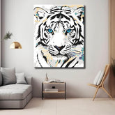 Painting by Numbers Tiger Black and White with Blue Eyes
